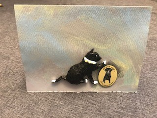 Hand Sculpted Cat with Wearable Lapel Pin on Card